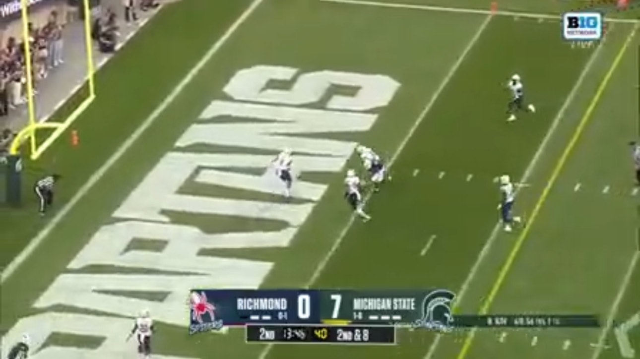 Noah Kim finds Tyneil Hopper for a 13-yard TD to extend Michigan State's lead against Richmond