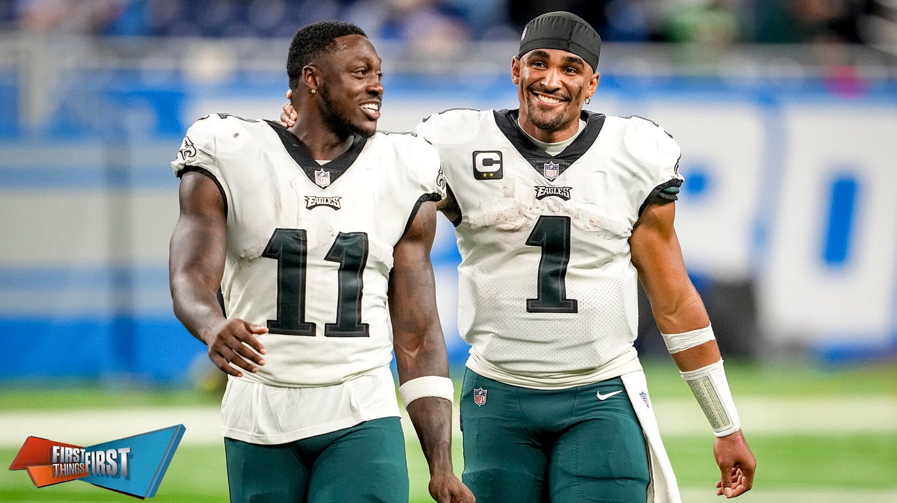 Jalen Hurts, A.J. Brown have heated exchange in Eagles win over Vikings | FIRST THINGS FIRST
