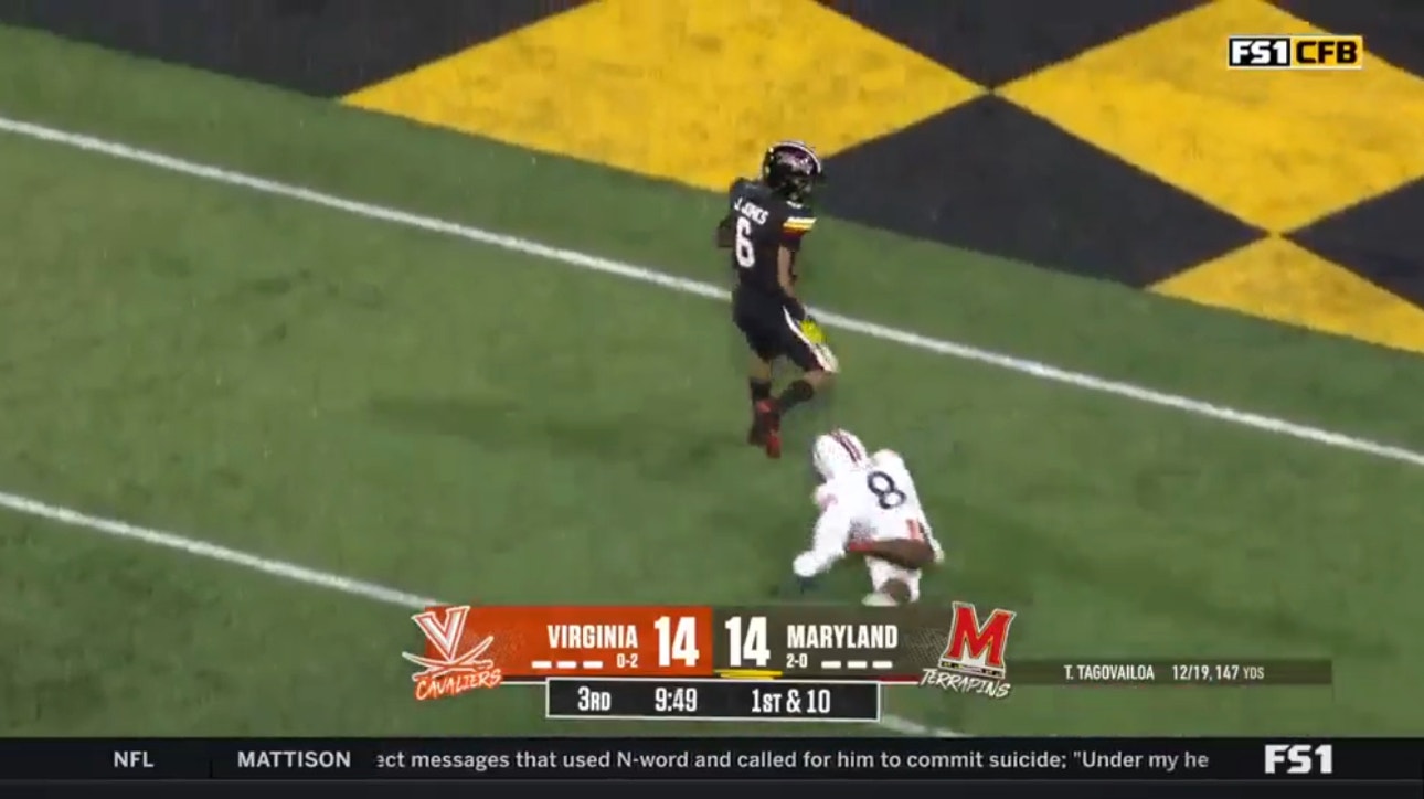 Taulia Tagovailoa connects with Jeshaun Jones for a 64-yard touchdown to give Maryland the lead