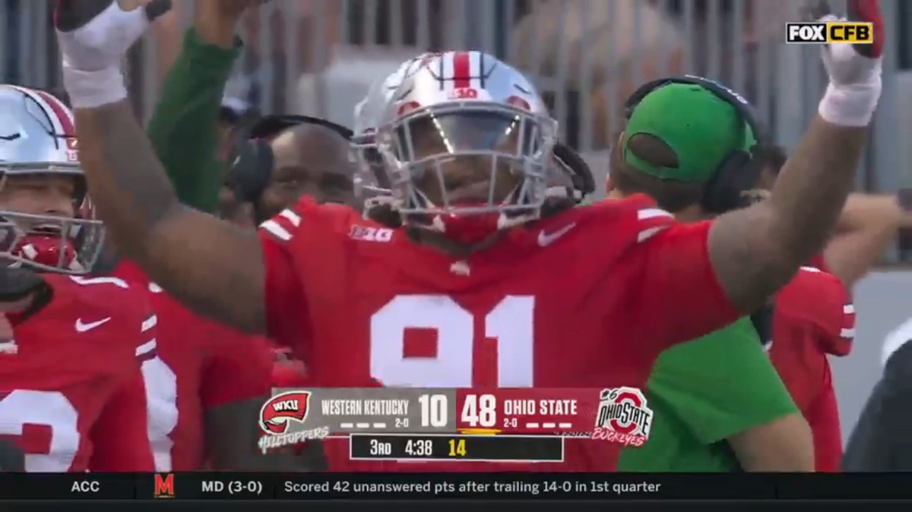 Tyleik Williams recovers a scoop-and-score touchdown to extend Ohio State's lead against Western Kentucky