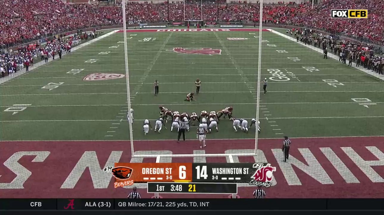 Oregon State's Deshaun Fenwick rushes for a 38-yard TD to cut into Washington State's lead