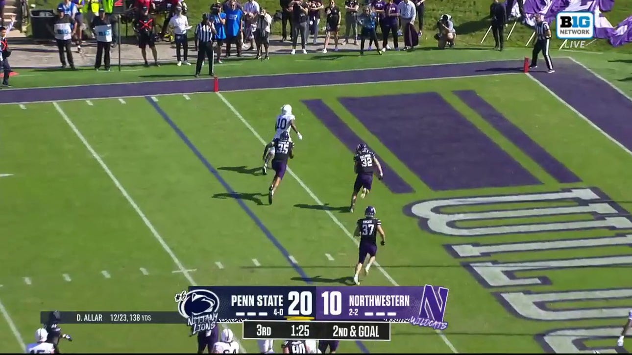 Drew Allar connects with Nicholas Singleton for a touchdown to extend Penn State's lead against Northwestern