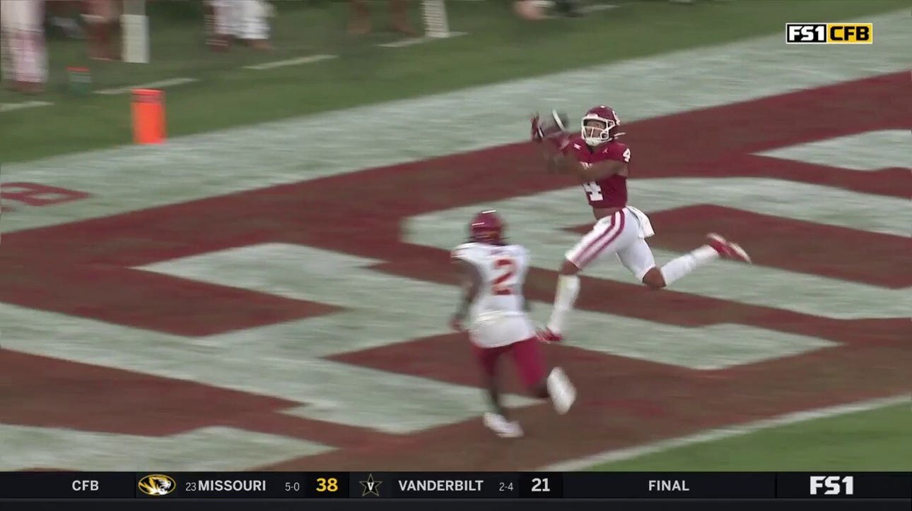 Dillon Gabriel throws a 39-yard dime to Nic Anderson to increase Oklahoma's lead over Iowa State
