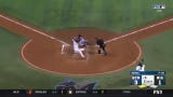 Mets' Jeff McNeil throws home to nail a tagging Jorge Soler to prevent the Marlins from scoring