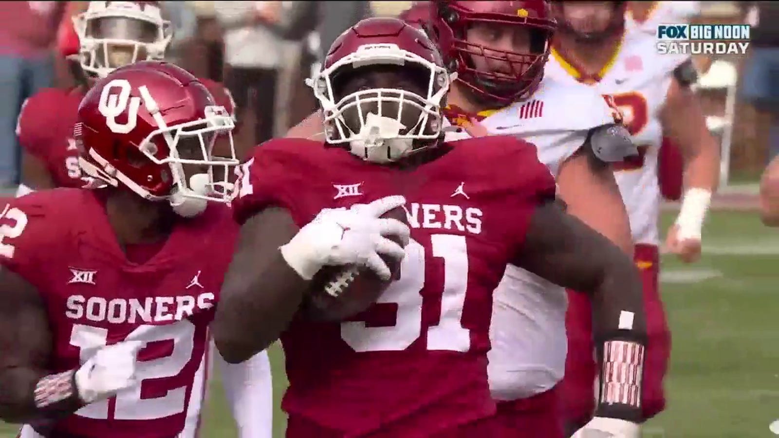 Jalen Redmond's scoop and score gives Oklahoma 14-7 lead before halftime