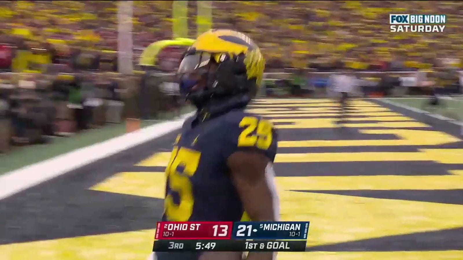 Hassan Haskins' third touchdown extends Michigan lead to 28-13