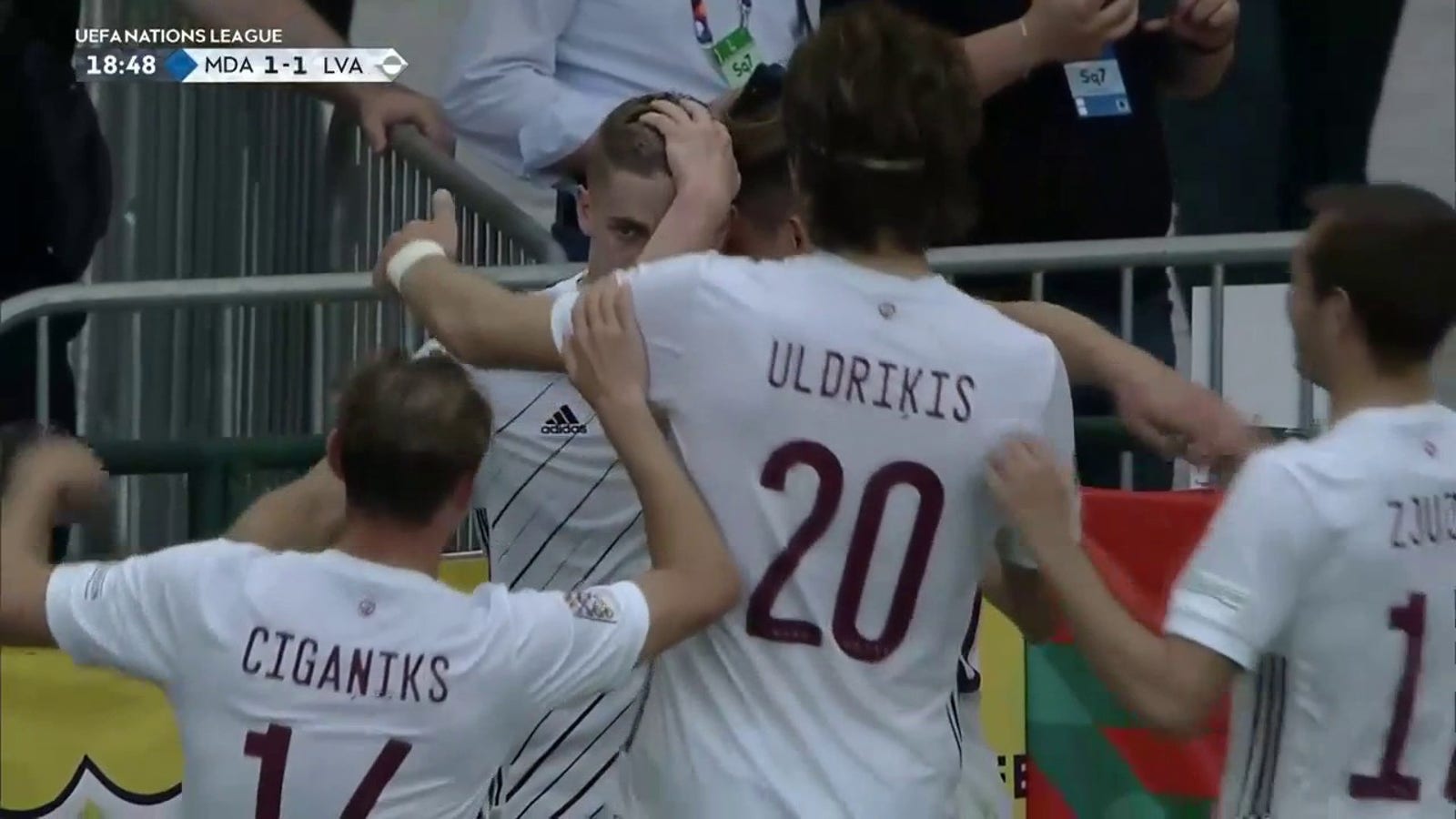 A mistake from Moldova leads to the equalizer by Latvia