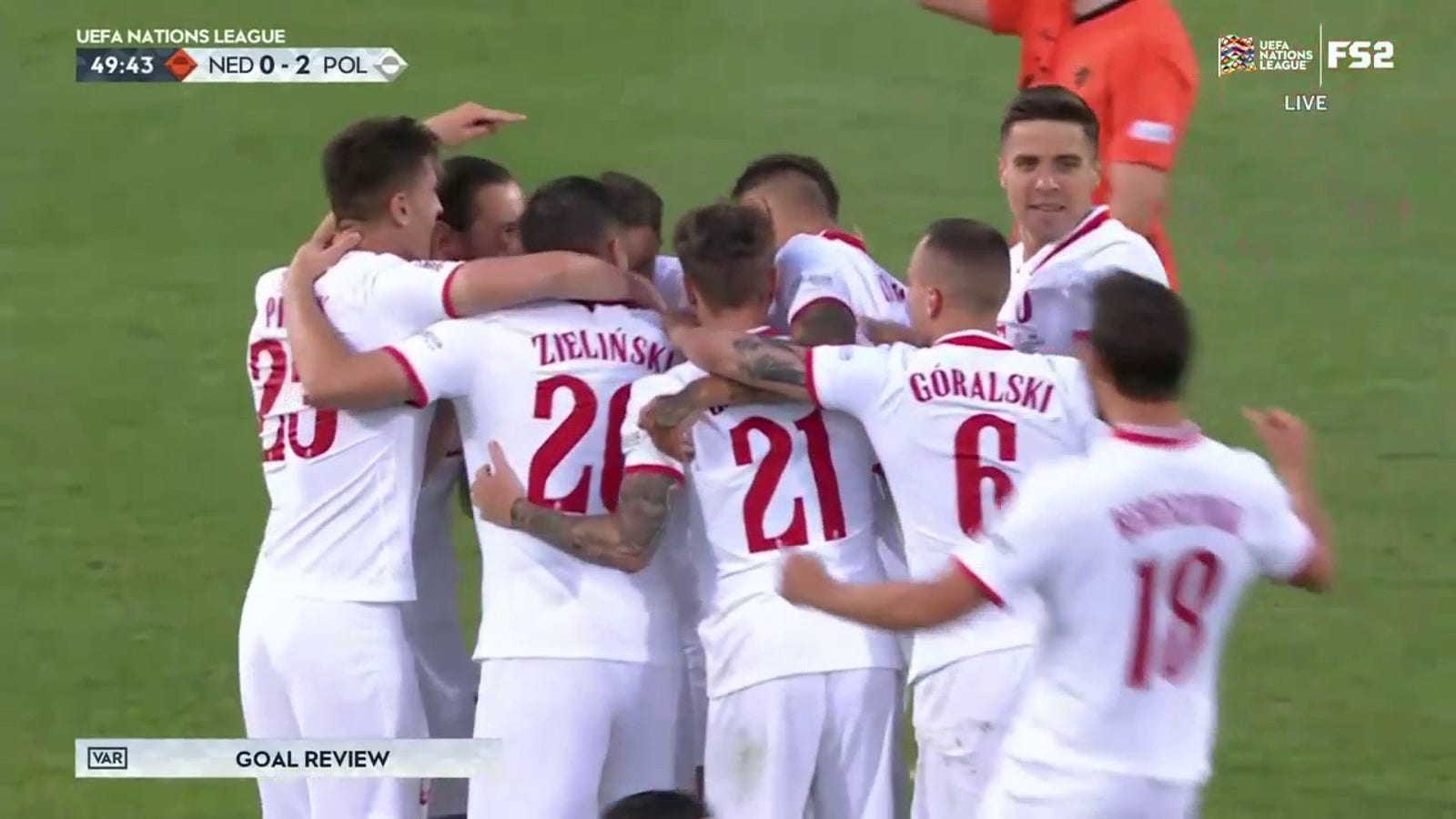 Piotr Zielinski scores after VAR reverses offsides call, Poland lead Netherlands 2-0
