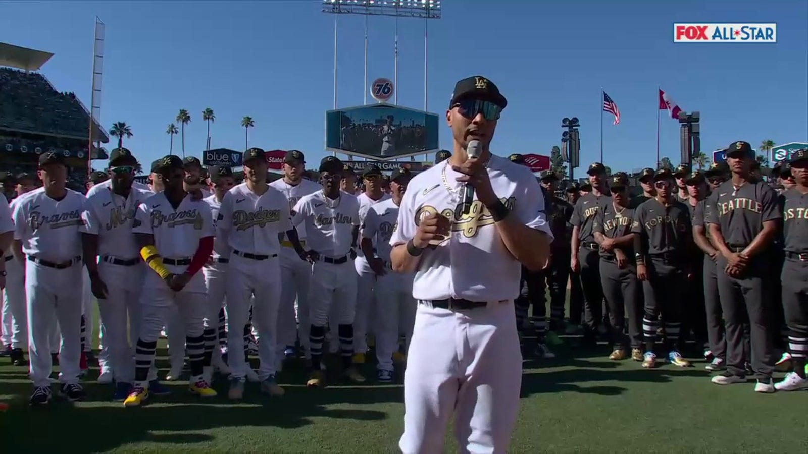 Mookie Betts wishes Rachel Robinson a happy birthday at the 2022 MLB All-Star Game