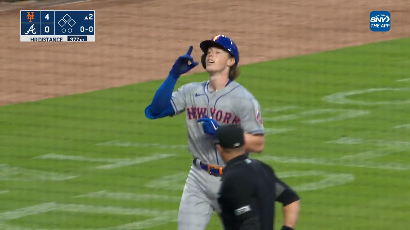 Mets prospect Brett Baty hits a home run in his first major-league at-bat