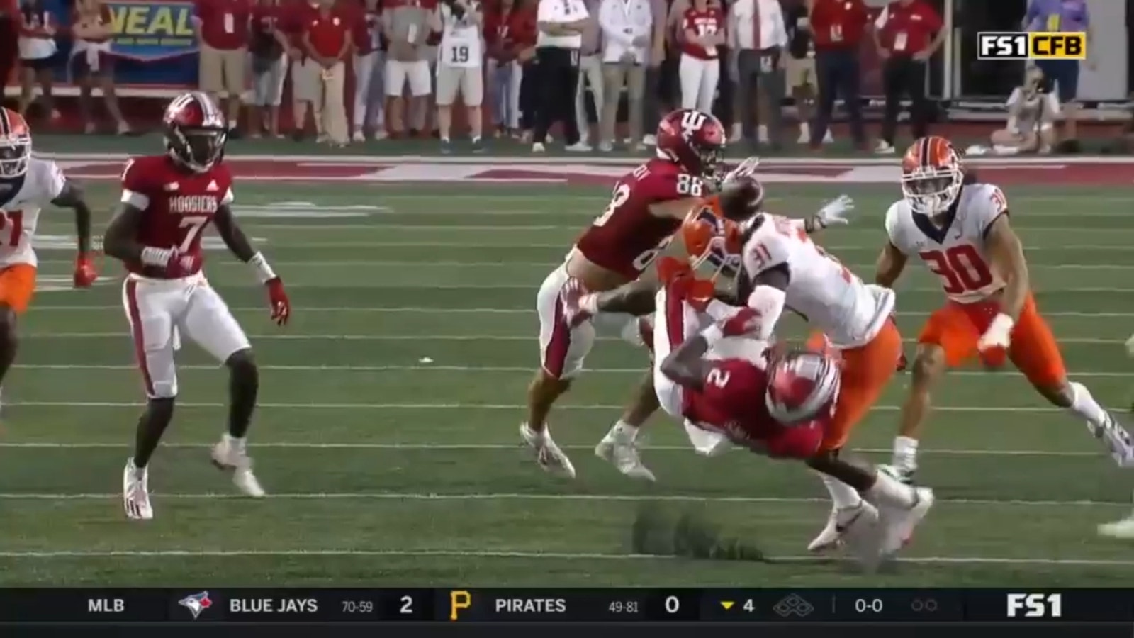 Illinois' Devon Witherspoon lays a HUGE hit on Indiana's Shaun Shivers