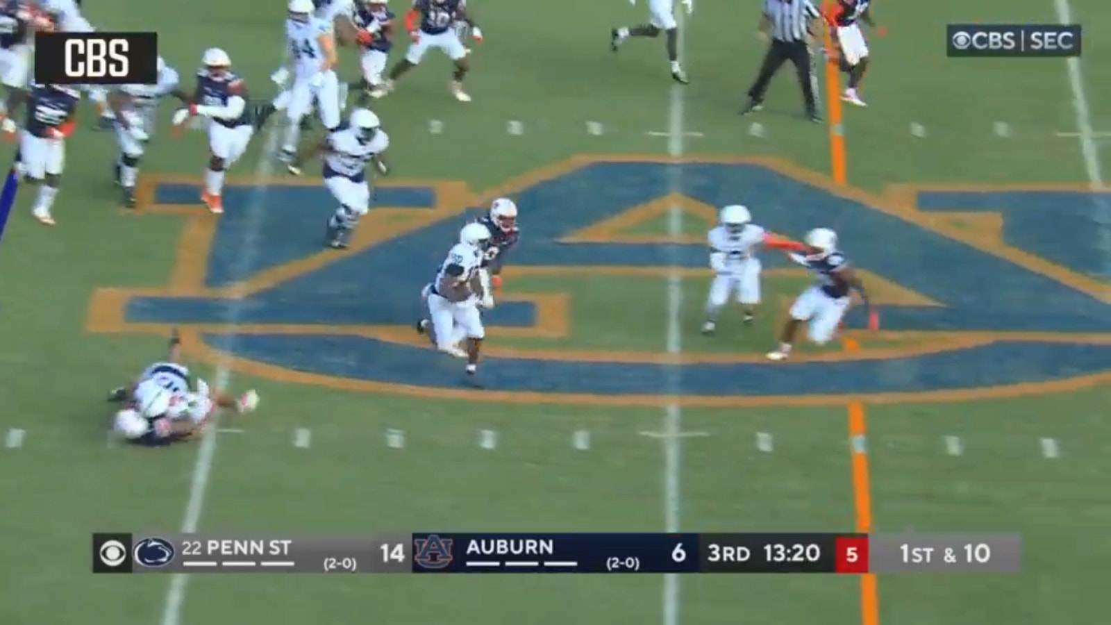 Nicholas Singleton dashes 53 yards at Auburn