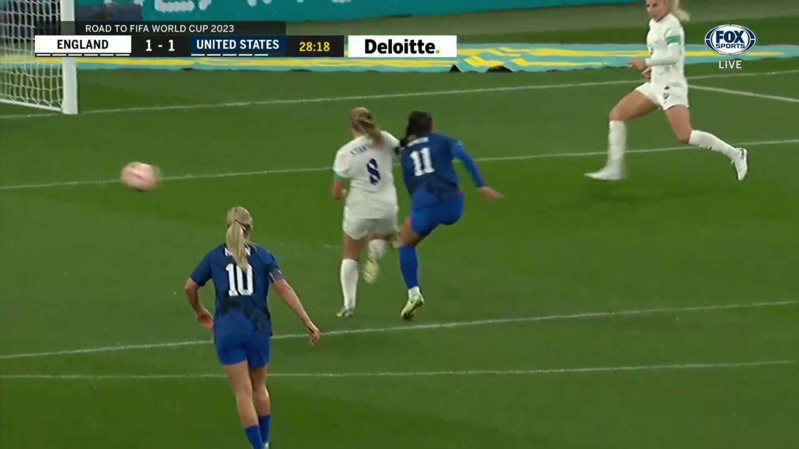 Sophia Smith scores after capitalizing on a costly turnover and brings the US to a 1-1 tie with England