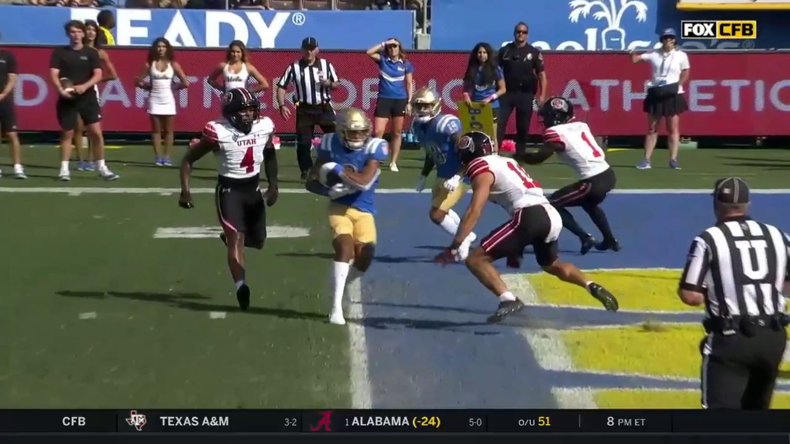 Dorian Thompson-Robinson hits Cam Brown on a slant route