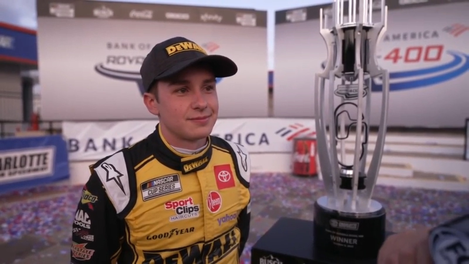 Christopher Bell reacts to win in Charlotte