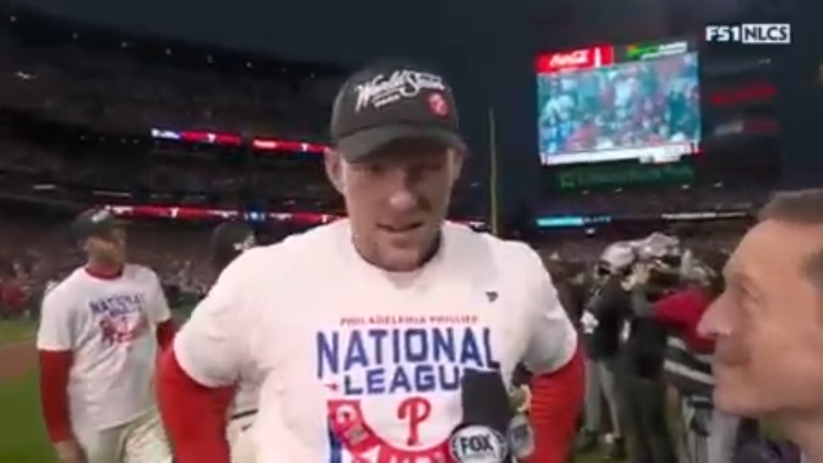 Phillies hoist the trophy after winning the NLCS, Bryce Harper wins NLCS  MVP