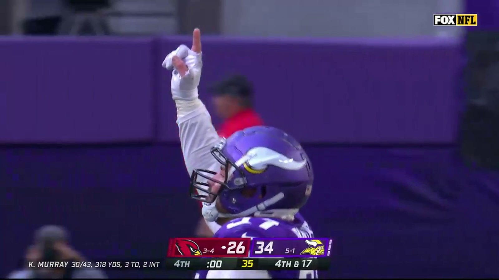 The Vikings beat the Cardinals 34-26 after Minnesota's defense came up with two clutch catches on the game's final two series