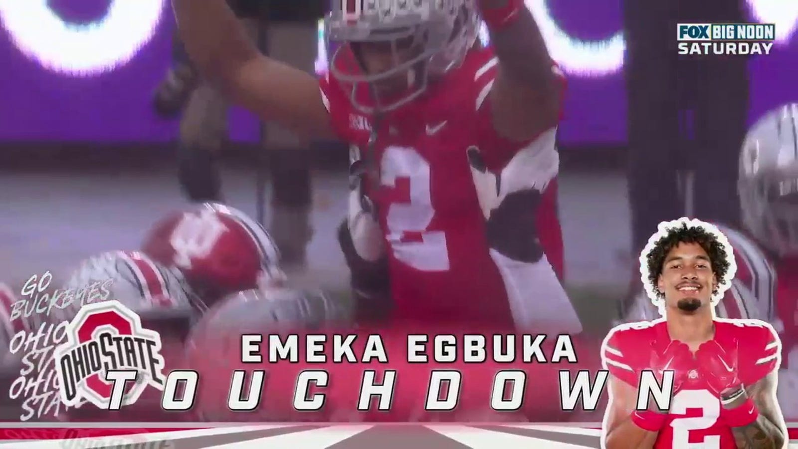 CJ Stroud passed to Emeka Egbuka for a six-yard touchdown to give Indiana a 7-0 lead