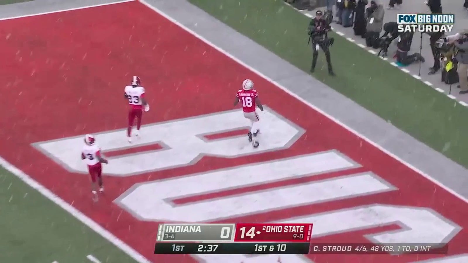 Marvin Harrison Jr. grab a dime from CJ Stroud
