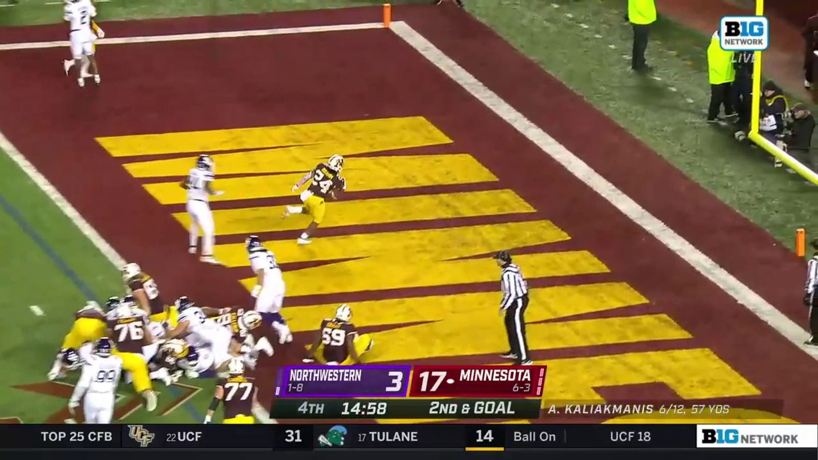 Minnesota's Mohamed Ibrahim strides into the end zone