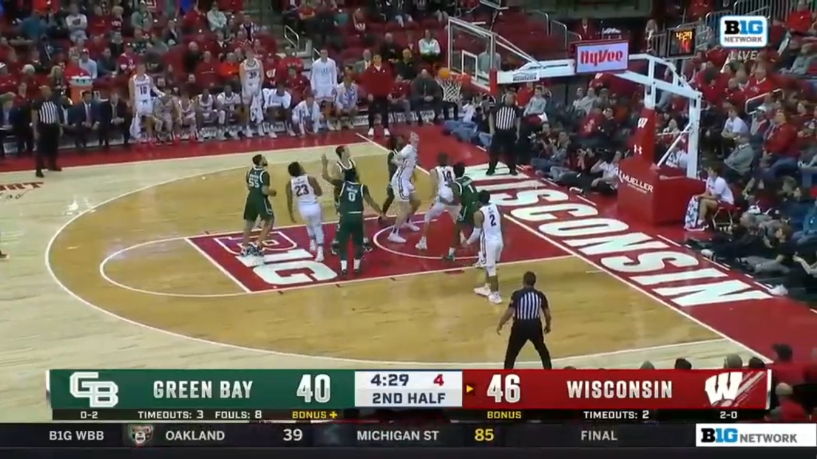 Wisconsin cruises to a 56-45 win over Green Bay