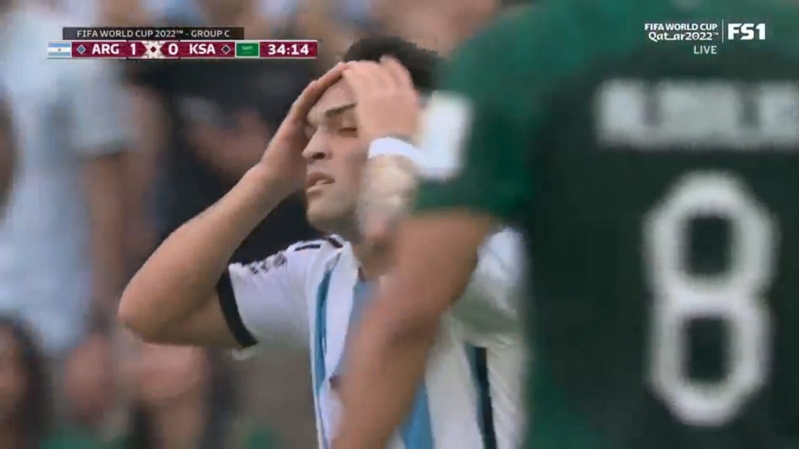 Argentina fue sorprendida en fuera de juego un total de siete veces en la primera mitad contra Arabia Saudita