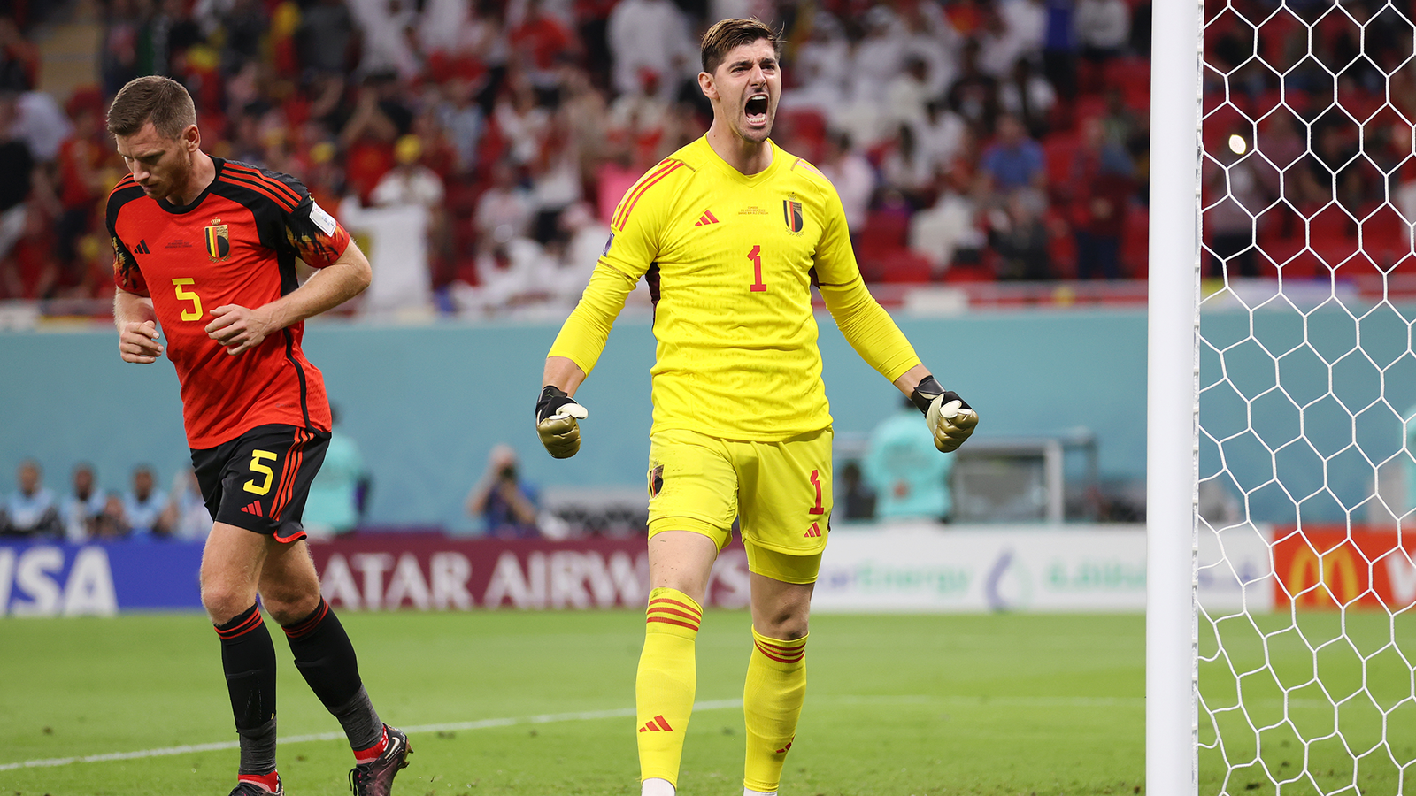 Thibaut Courtois ha parato il tentativo di calcio di rigore del Belgio