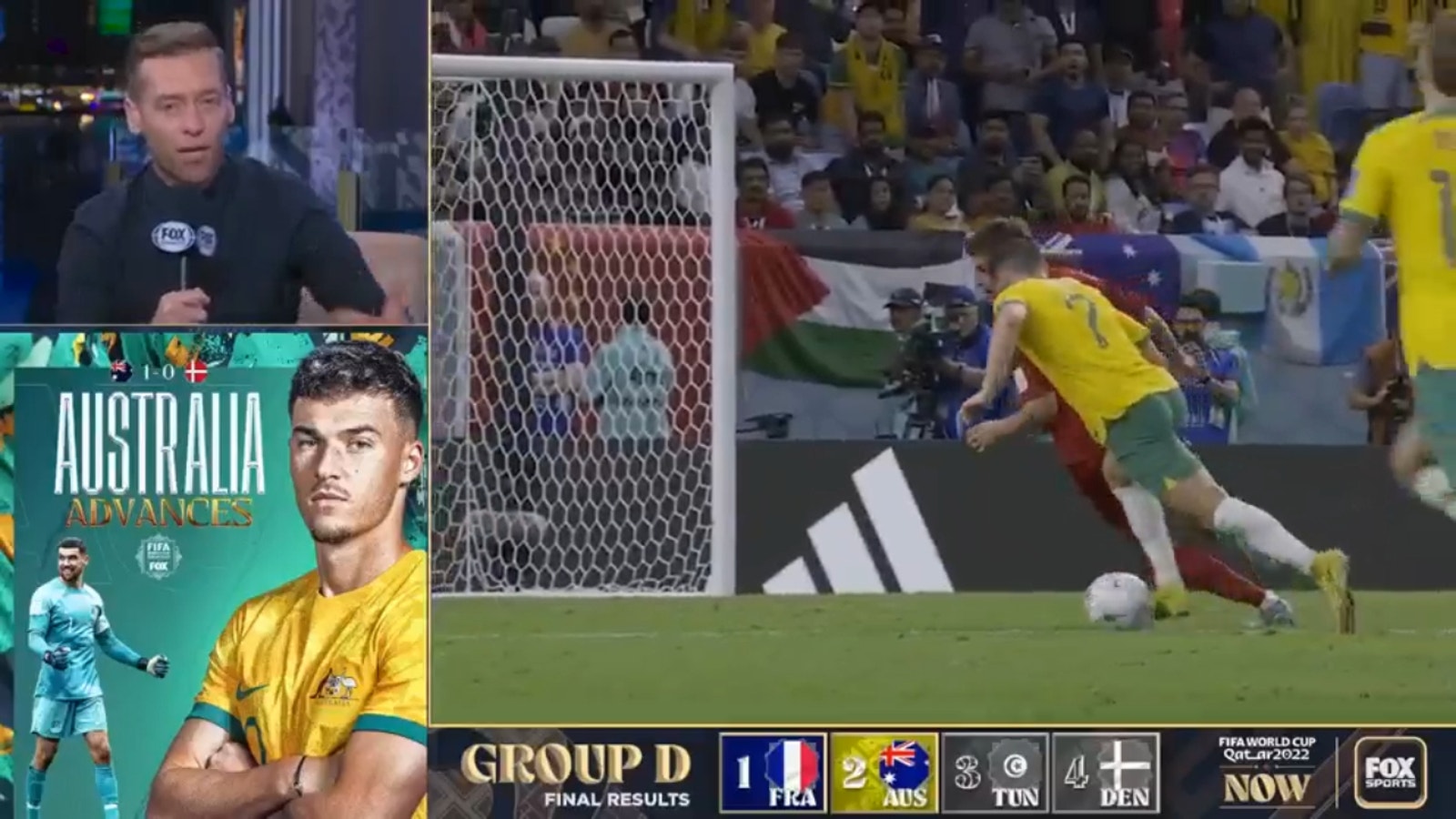 The 'FIFA World Cup Now' crew reacts to Australia's win over Denmark
