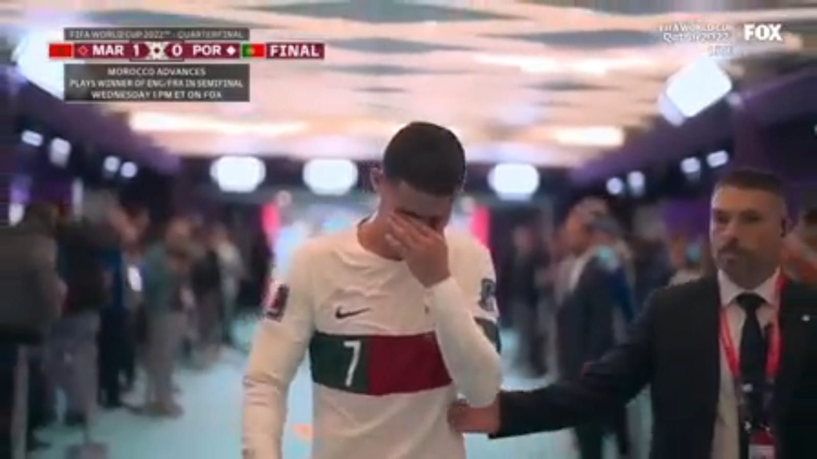 An emotional Cristiano Ronaldo left the stadium