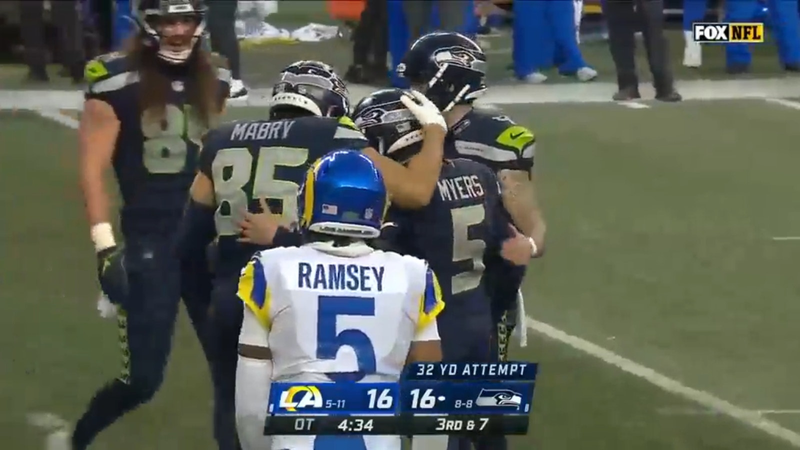 Seahawks clinched victory in overtime thanks to Quandre Diggs' interception and Jason Myers' 32-yard game-winning FG