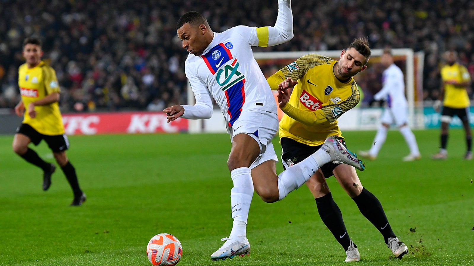 Kylian Mbappé scores five goals against. Country of Kassel