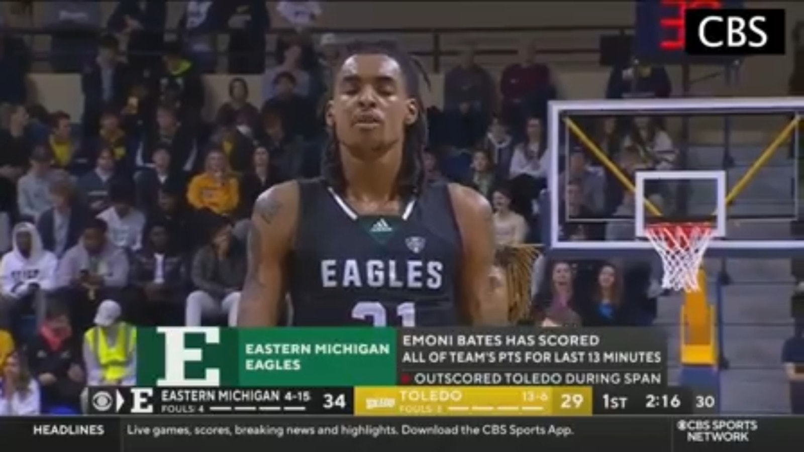 Emoni Bates scores 29 points in a row