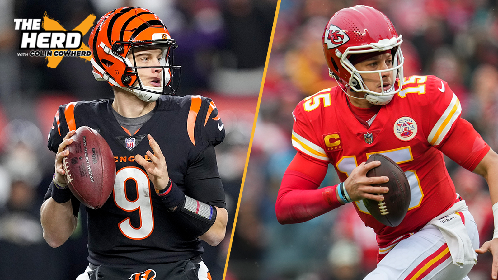 Where do Joe Burrow and Patrick Mahomes rank in Colin's top 10 players in the AFC Championship Game?