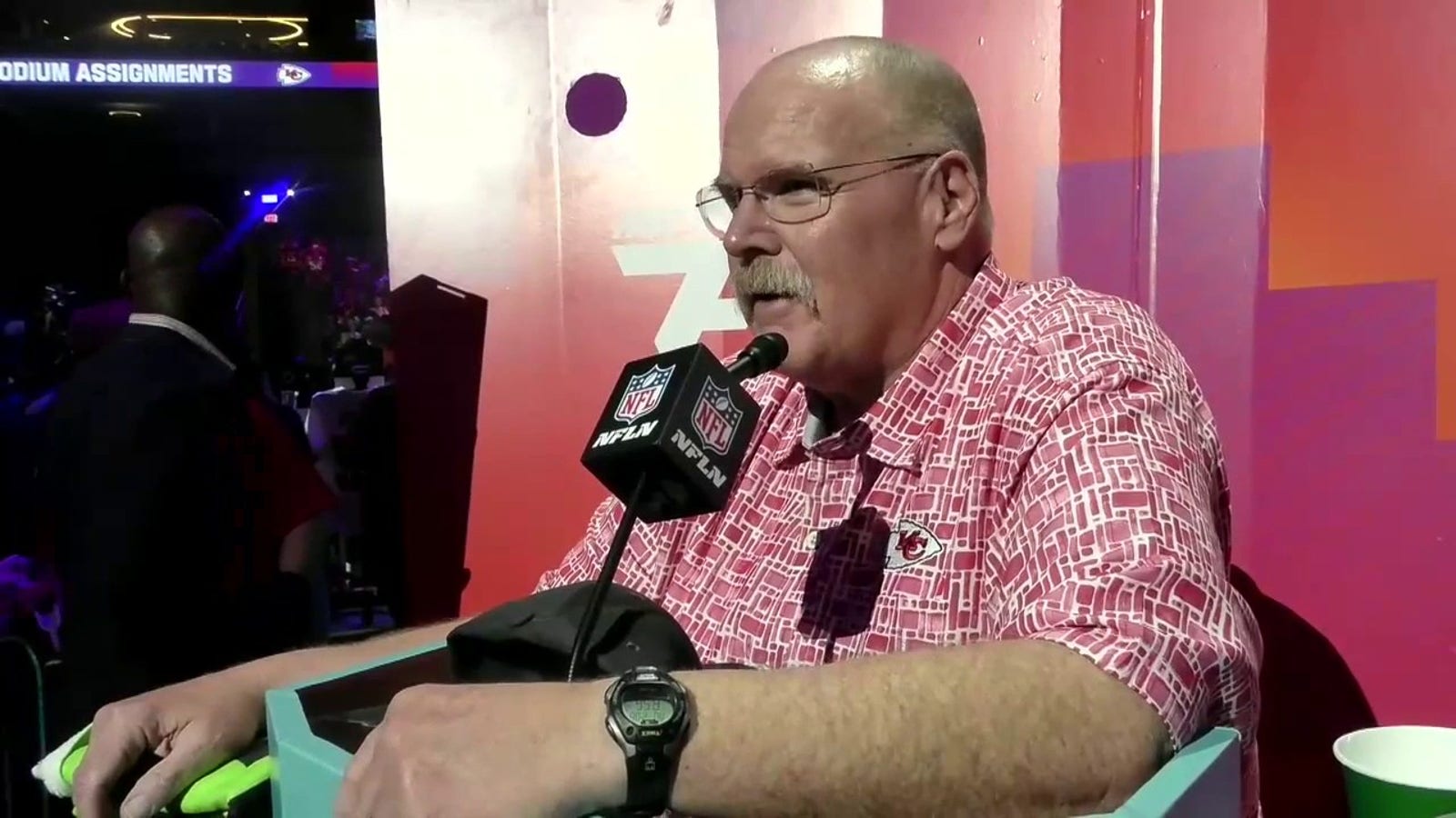 Andy Reid of the Chiefs reacts to being voted one of the