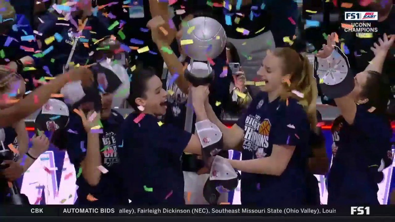 UConn women's hoops hoist the Big East Championship trophy, Aaliyah Edward wins most outstanding player