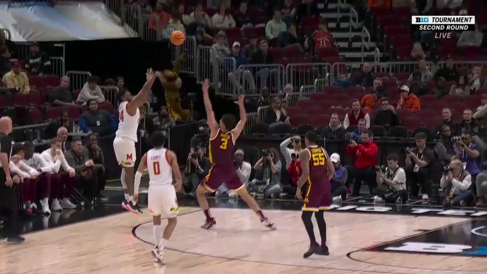 Donta Scott drains a 3-pointer to extend Maryland's lead