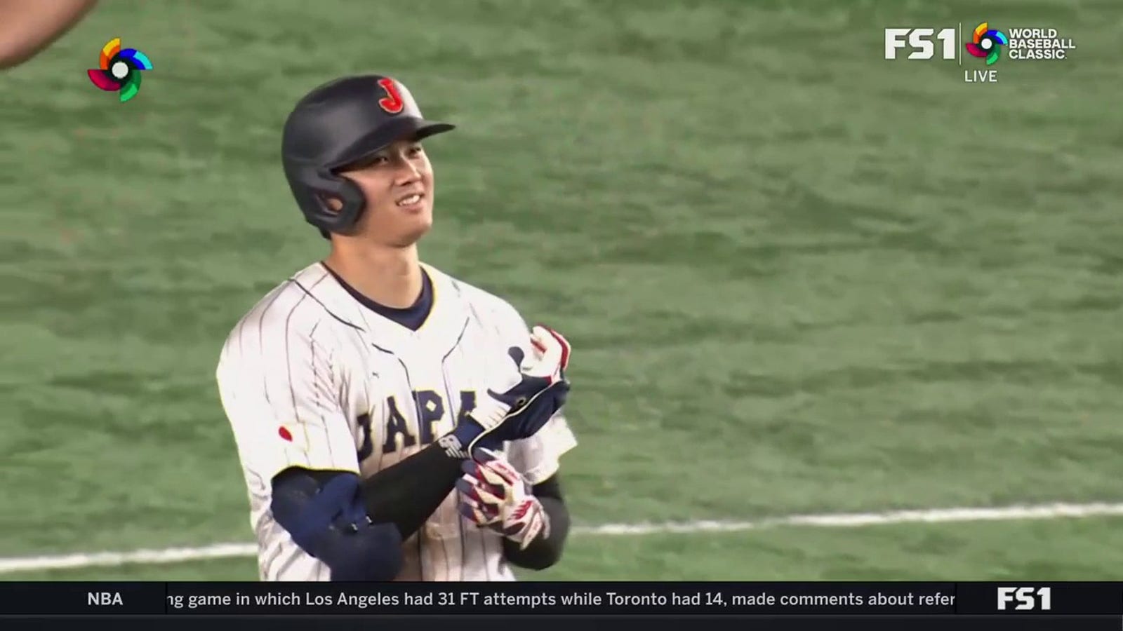 Japan's Shohei Ohtani belts a double to right field vs. Korea