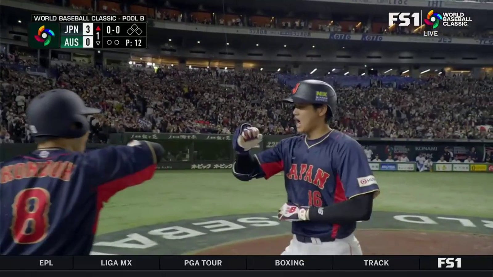 Shohei Ohtani smashes a home run against Australia