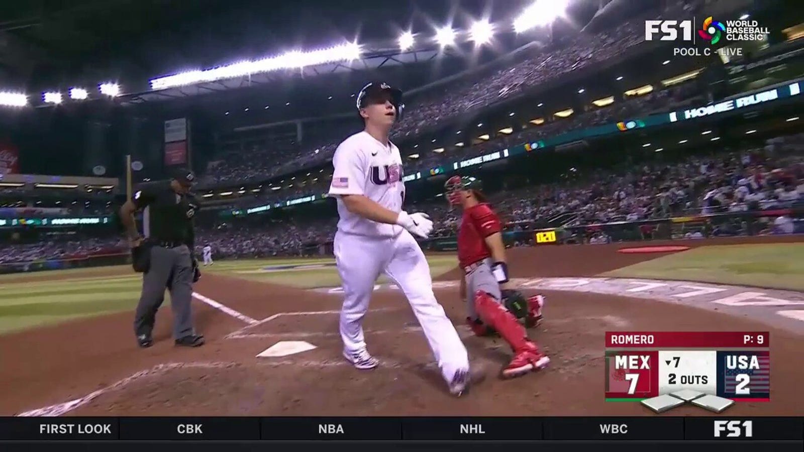 Team USA's Will Smith hits a solo home run to bring the deficit to 7-2 in favor of Mexico