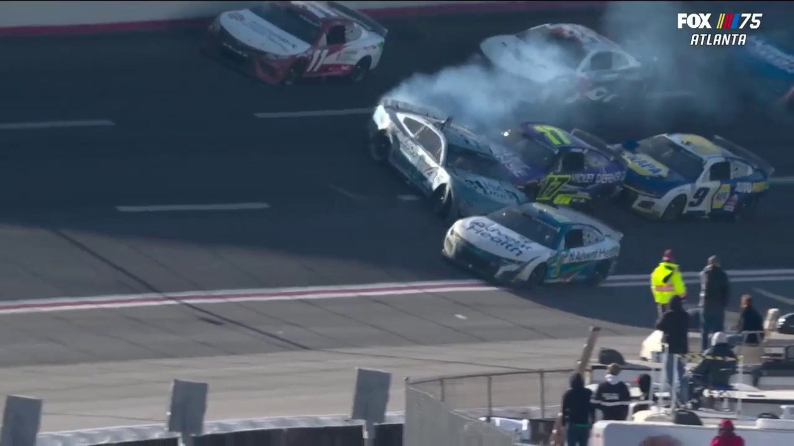 Harvick wrecks