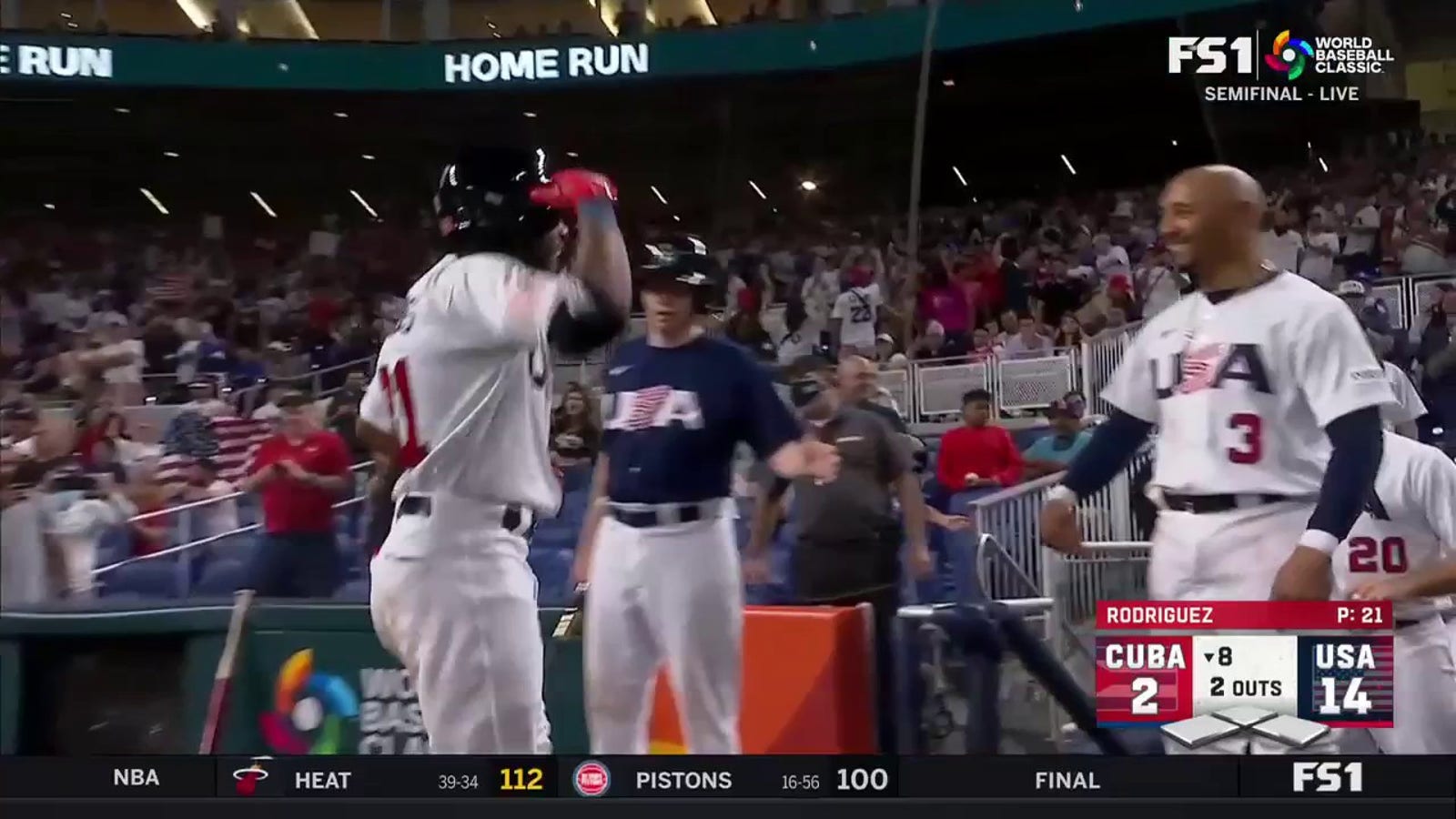 Cedric Mullins crushes a solo home run to give Team USA a 14-2 lead over Cuba
