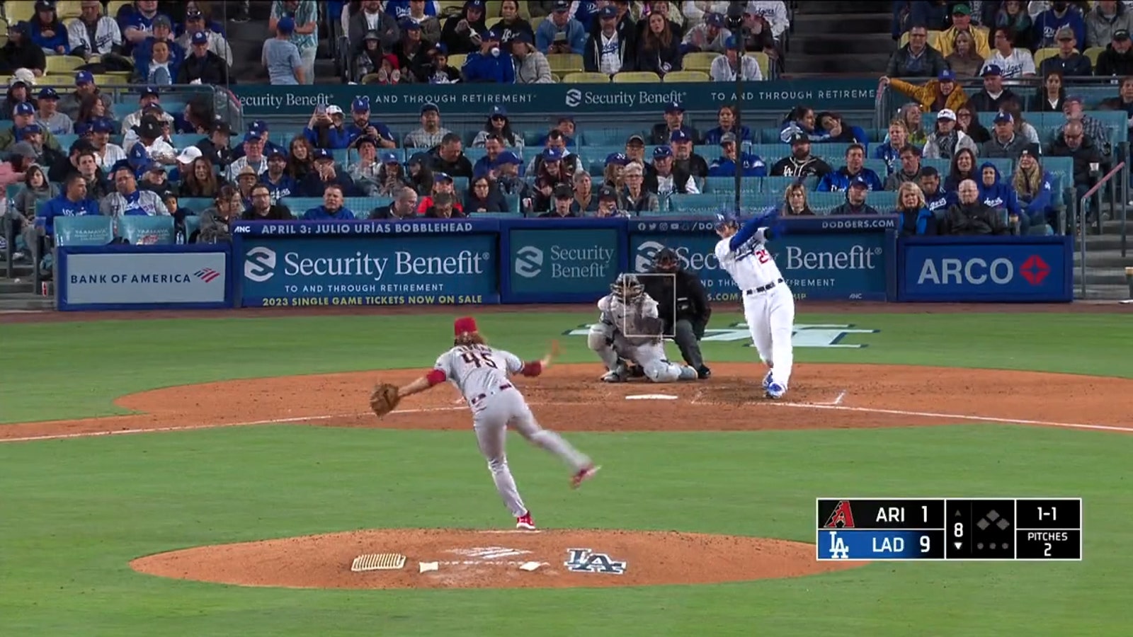 Dodgers' Trayce Thompson smacks his third home run of the game