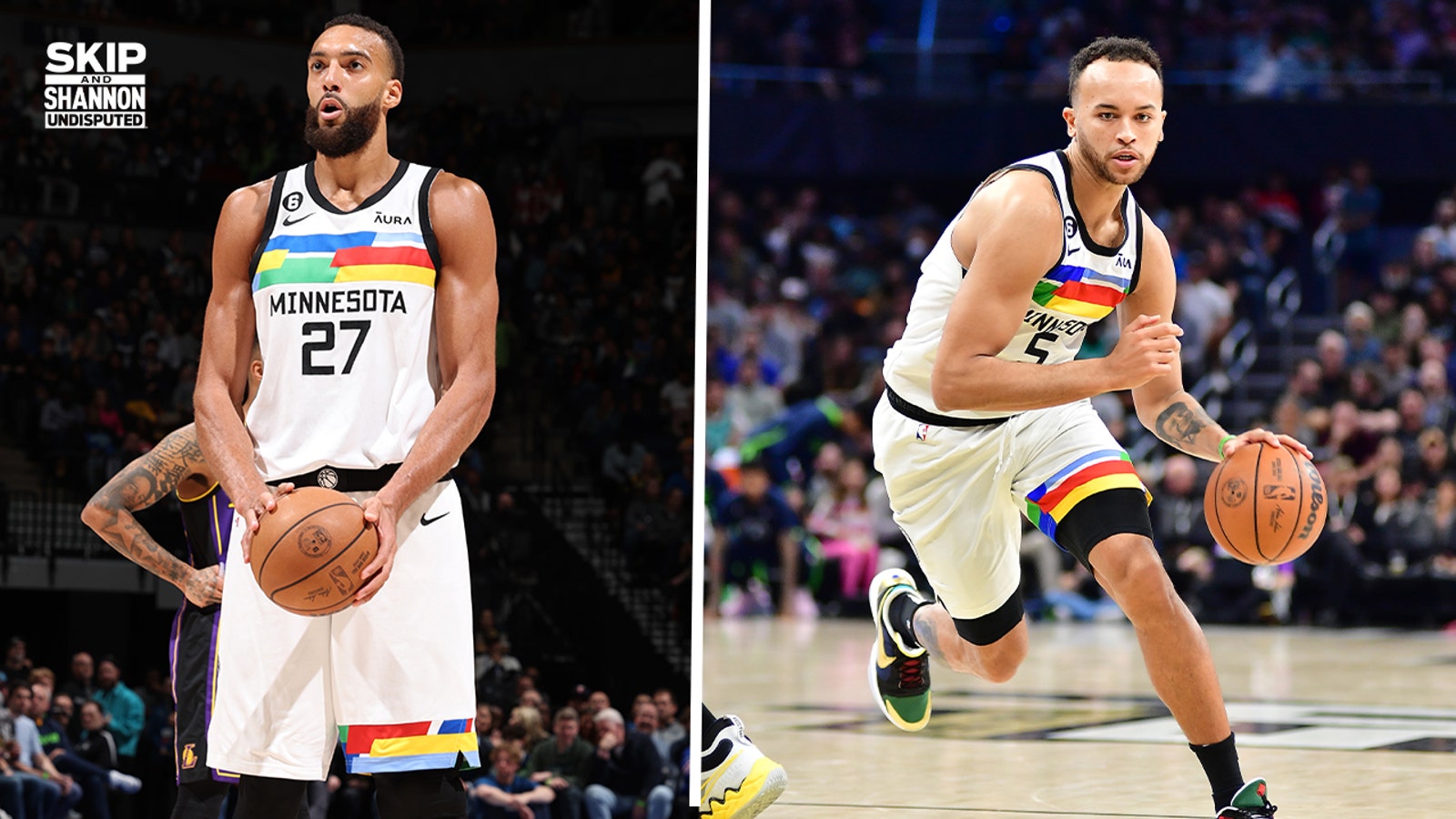 Rudy Gobert swings at Kyle Anderson during a huddle in T-Wolves win