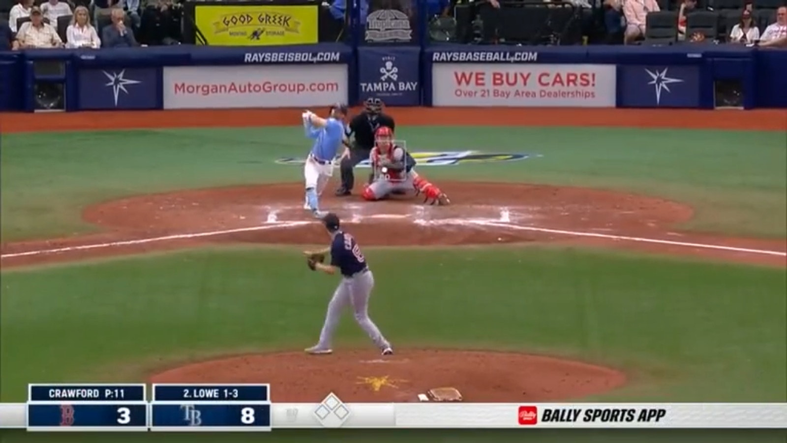 Brandon Lowe hits a solo homer to extend the Rays' lead against the Red Sox