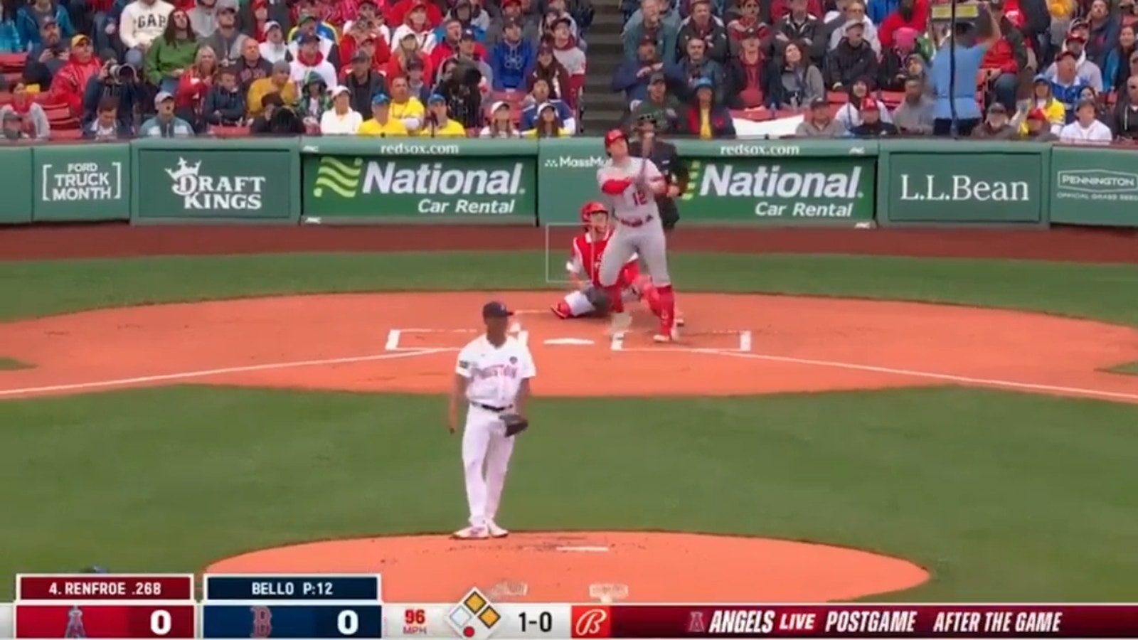 Hunter Renfroe hits three home runs to give Angels lead over Red Sox