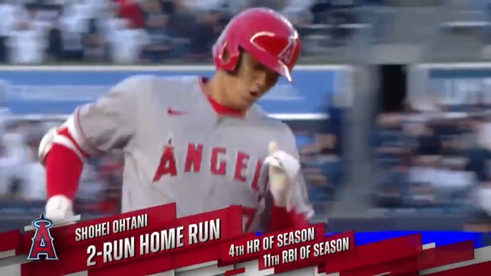 Shohei Ohtani fires a two-run homer to right-center field vs. the Yankees