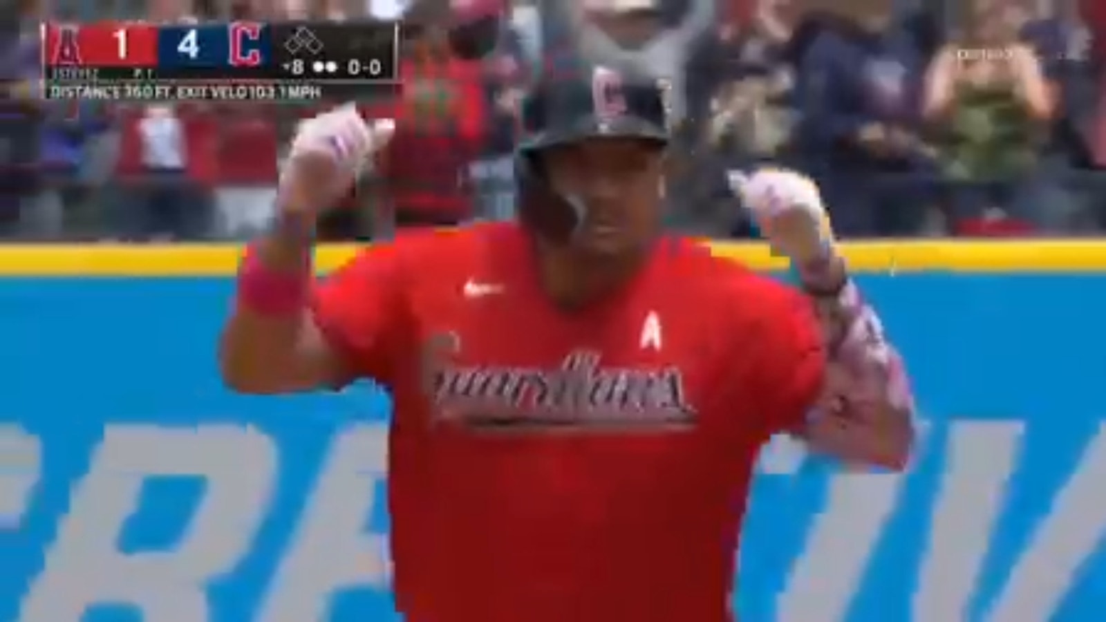 Josh Naylor smashes a three-run homer to give the Guardians the lead against the Angels