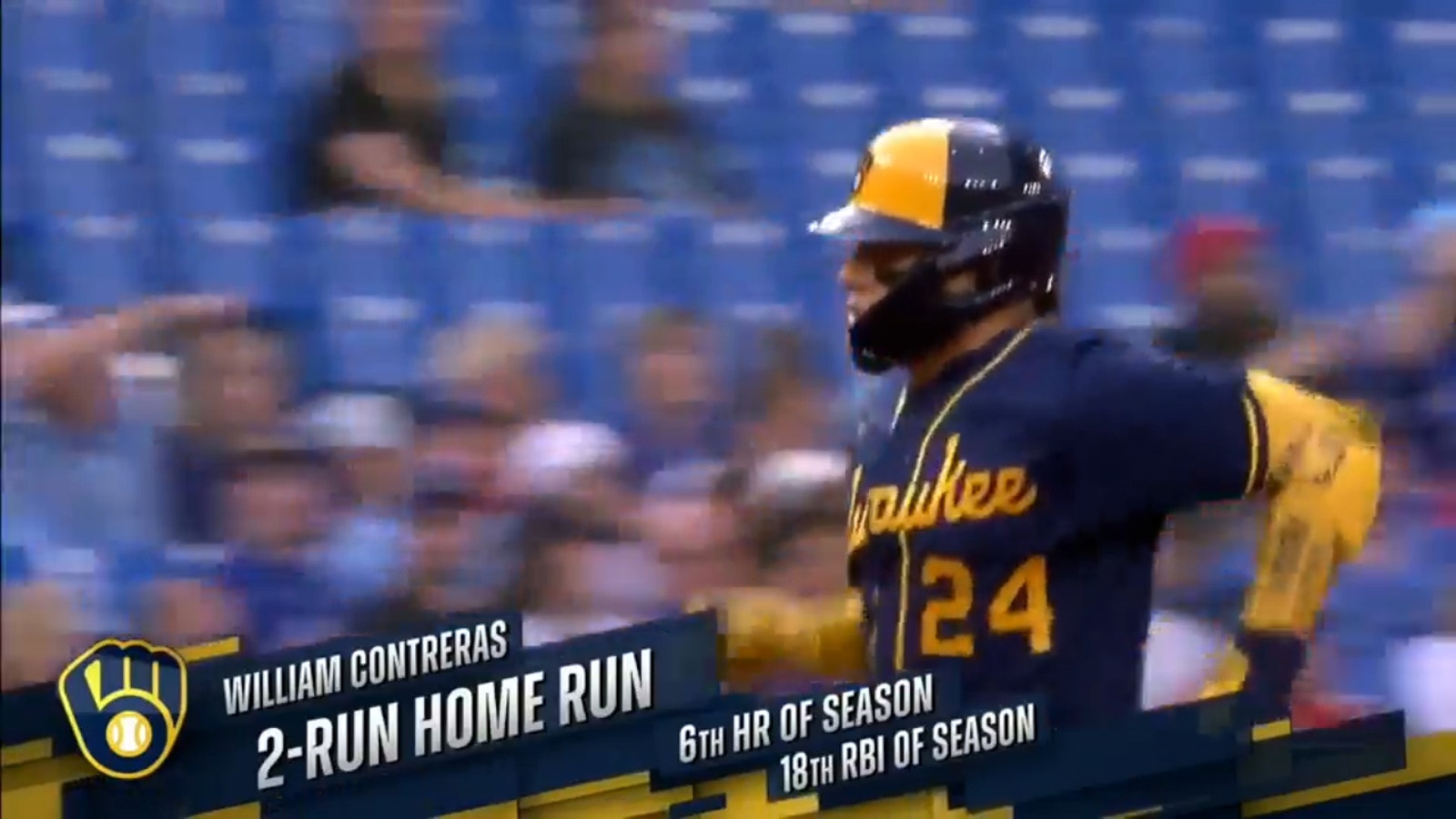 Brewers' William Contreras brings heat with early two-run HR vs. Blue Jays