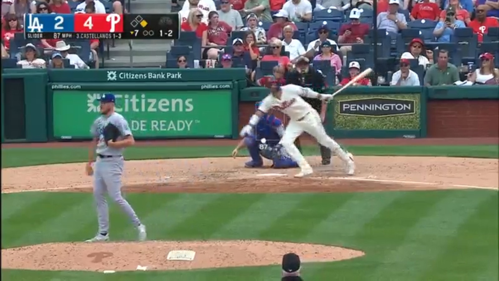 Nick Castellanos smashes two-run HR to add to Phillies lead vs. Dodgers