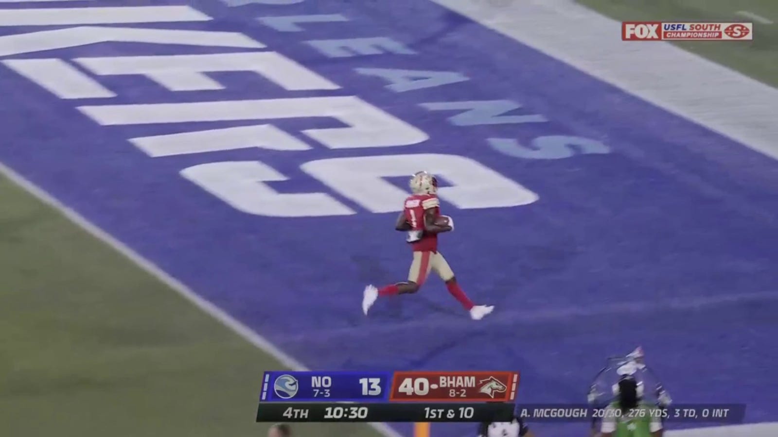 Stallions' Alex McGough throws his fifth TD pass against the Breakers